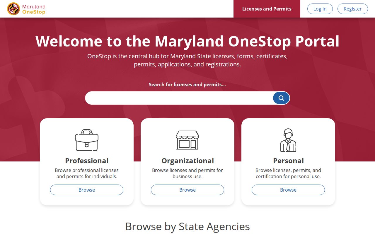 Baltimore County people search through the Maryland OneStop licensing portal