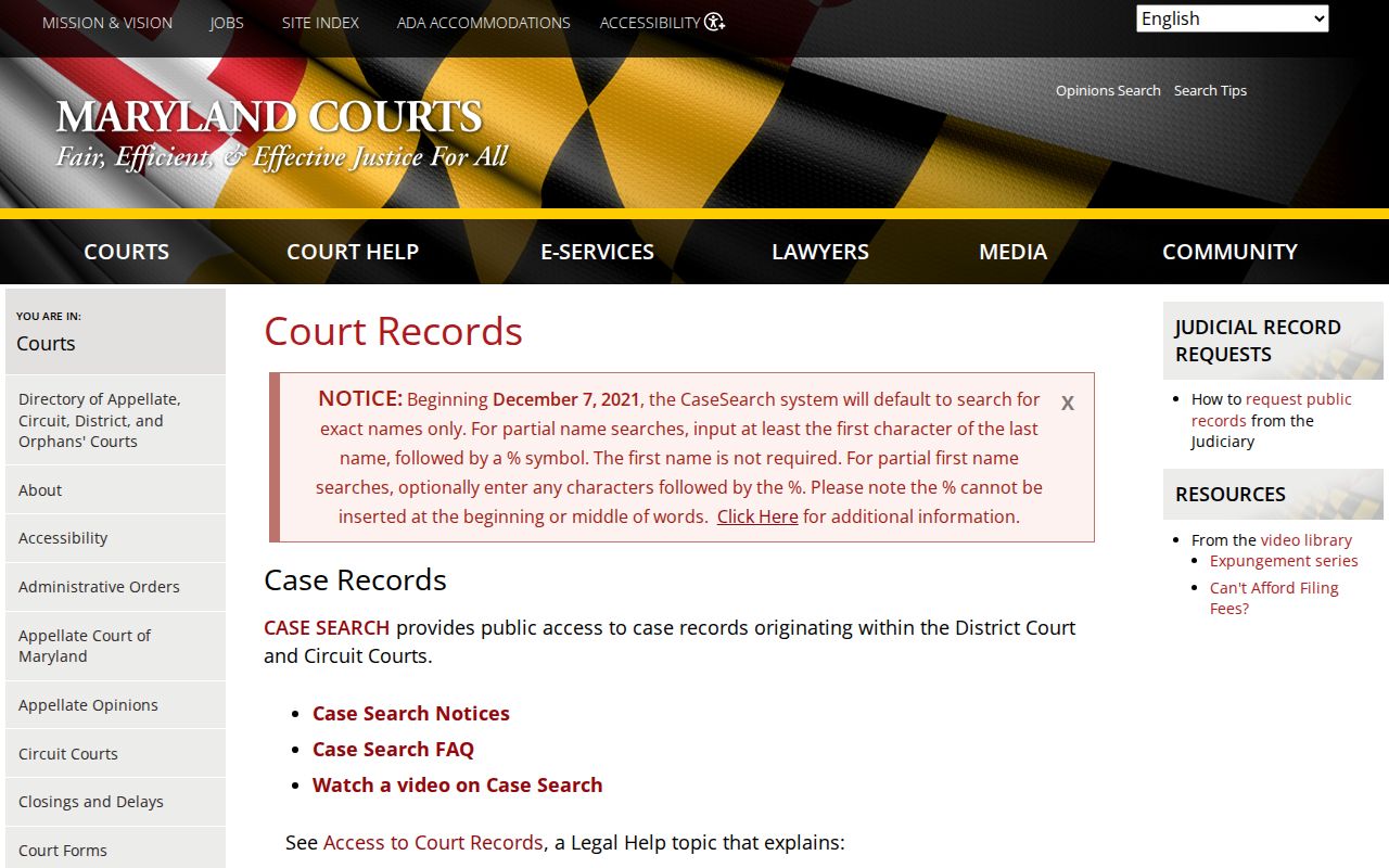 Baltimore County public records court gateway